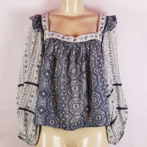 Free People Tops - BRAND NEW FREE PEOPLE BLUE PEASANT BLOUSE XL